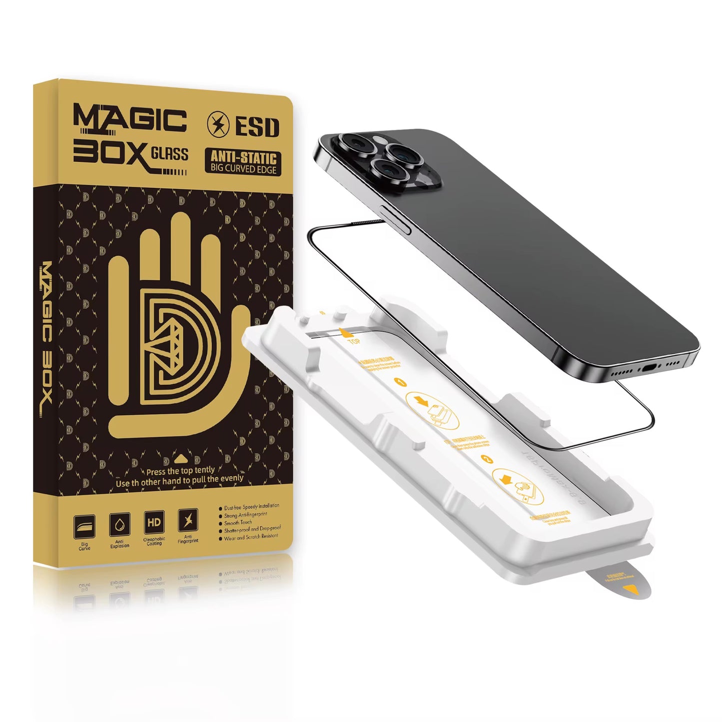 iPhone Screenprotector met Magic Box – HD Glas – Anti-Statisch – ESD